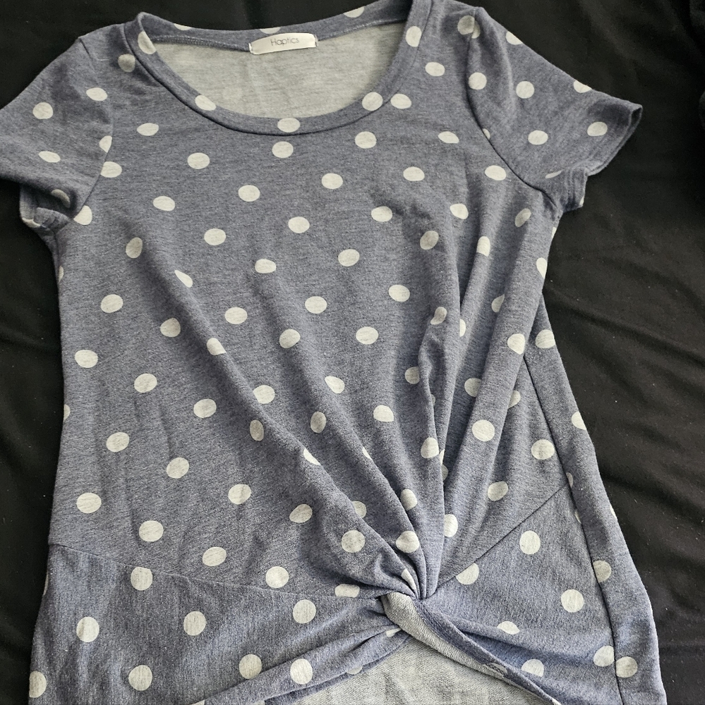 NOR Blue Polka Dot Twist Front Tee